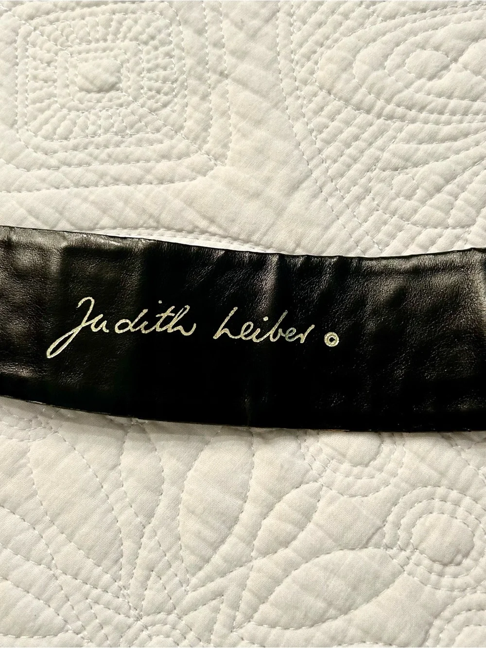 Judith Leiber Adjustable Black Leather Belt with Multicolored Stud Accents